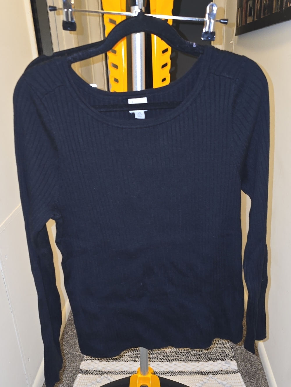NWT a new day Black Ribbed Crewneck Long Sleeve Top